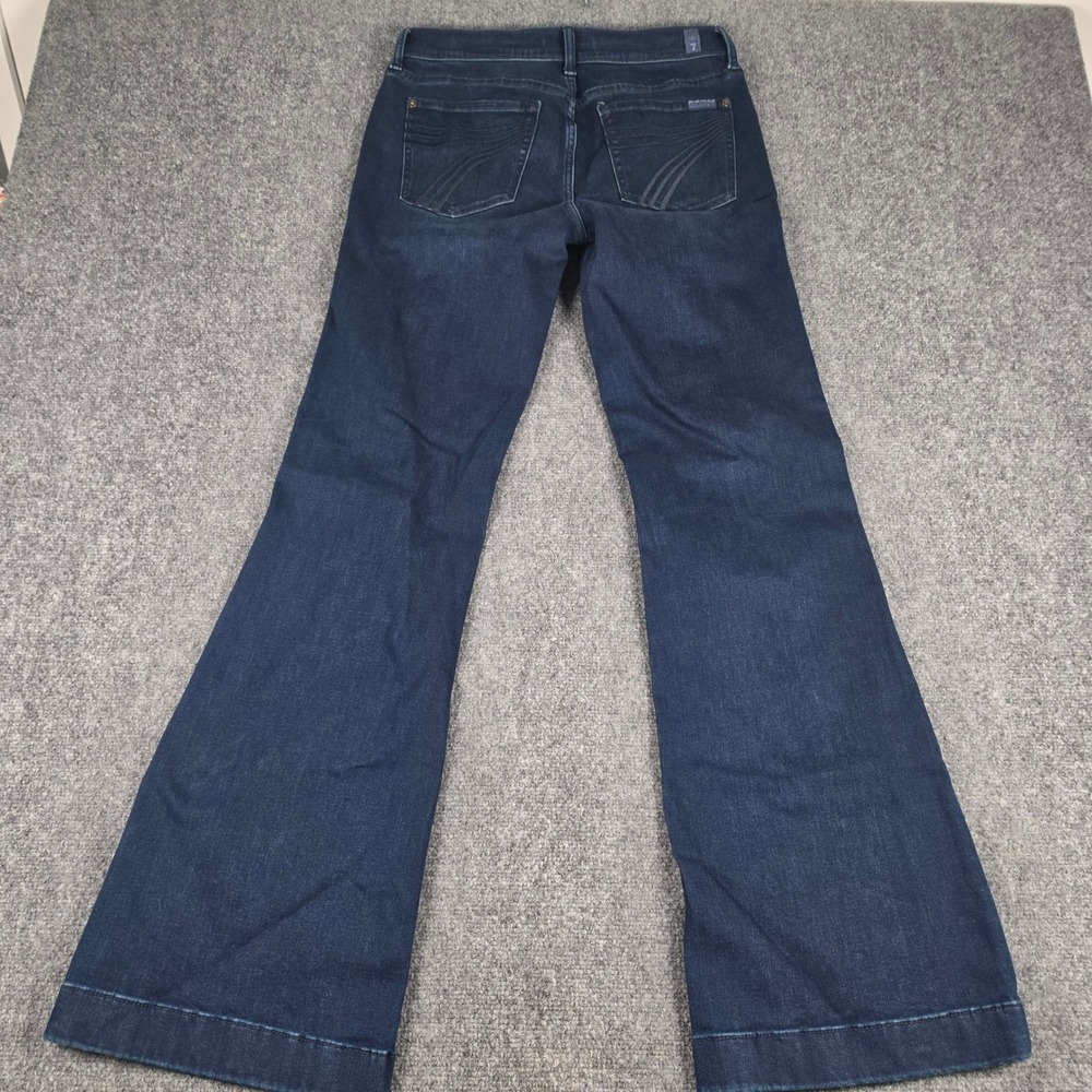 7 For All Mankind Dojo Jeans Womens 29 Blue Black Santiago Flare Leg Mid Rise - Picture 9 of 9